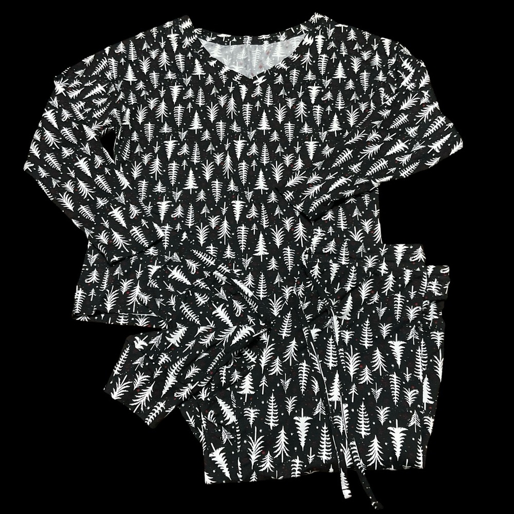 Black and White Tree Pattern 2 Pc Pyjama Set